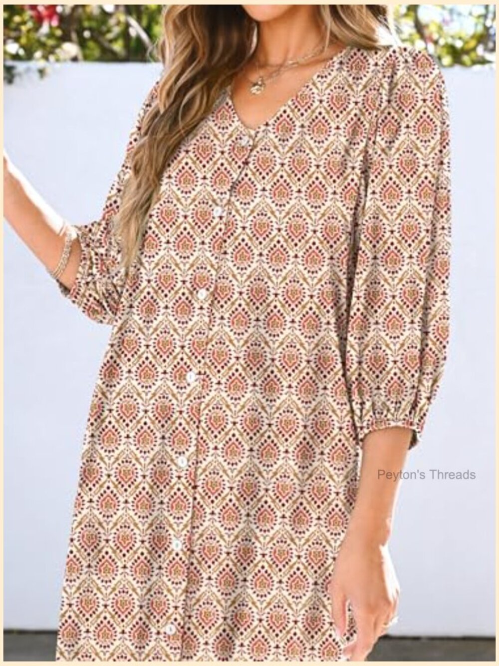 Boho Maxi Dress with Puff Sleeves Pockets Flowy Long Casual - Picture 5 of 7